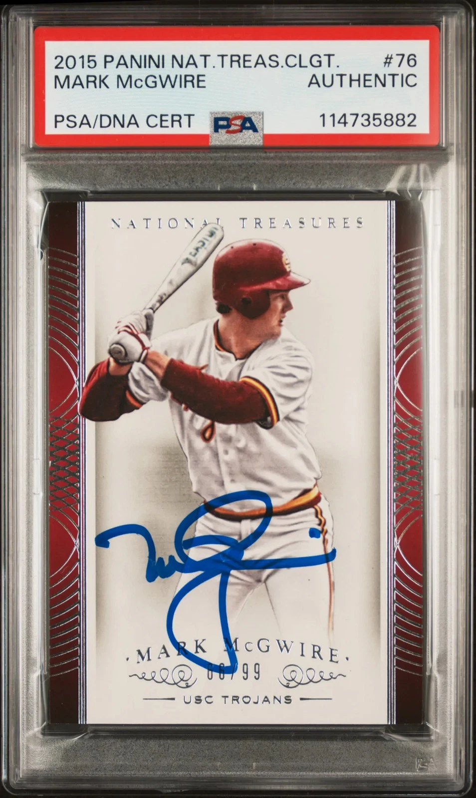 Mark Mcgwire 2015 Panini National Treasures #76 06/99 Signed Card PSA Autograph