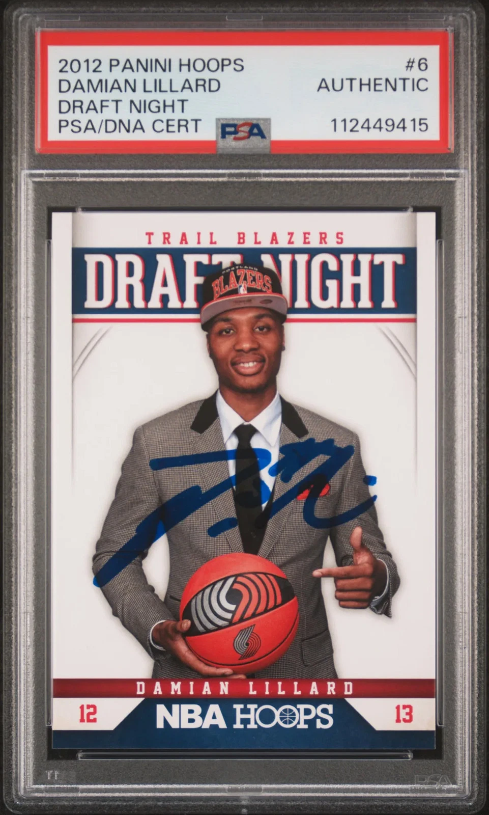Damian Lillard 2012 Panini Hoops Draft Night #6 Signed Card PSA Auto Autographed