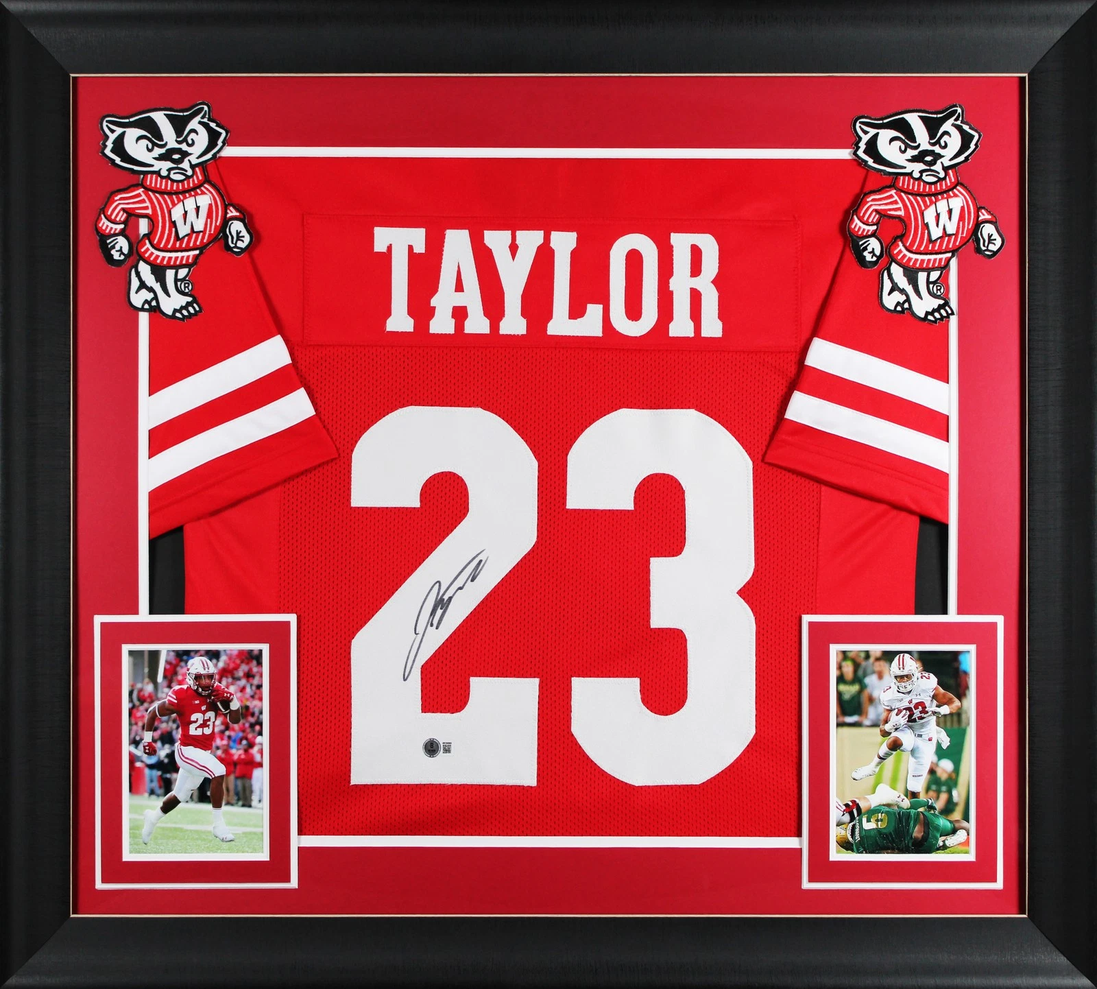 Wisconsin Jonathan Taylor Authentic Signed Red Pro Style Framed Jersey BAS Wit