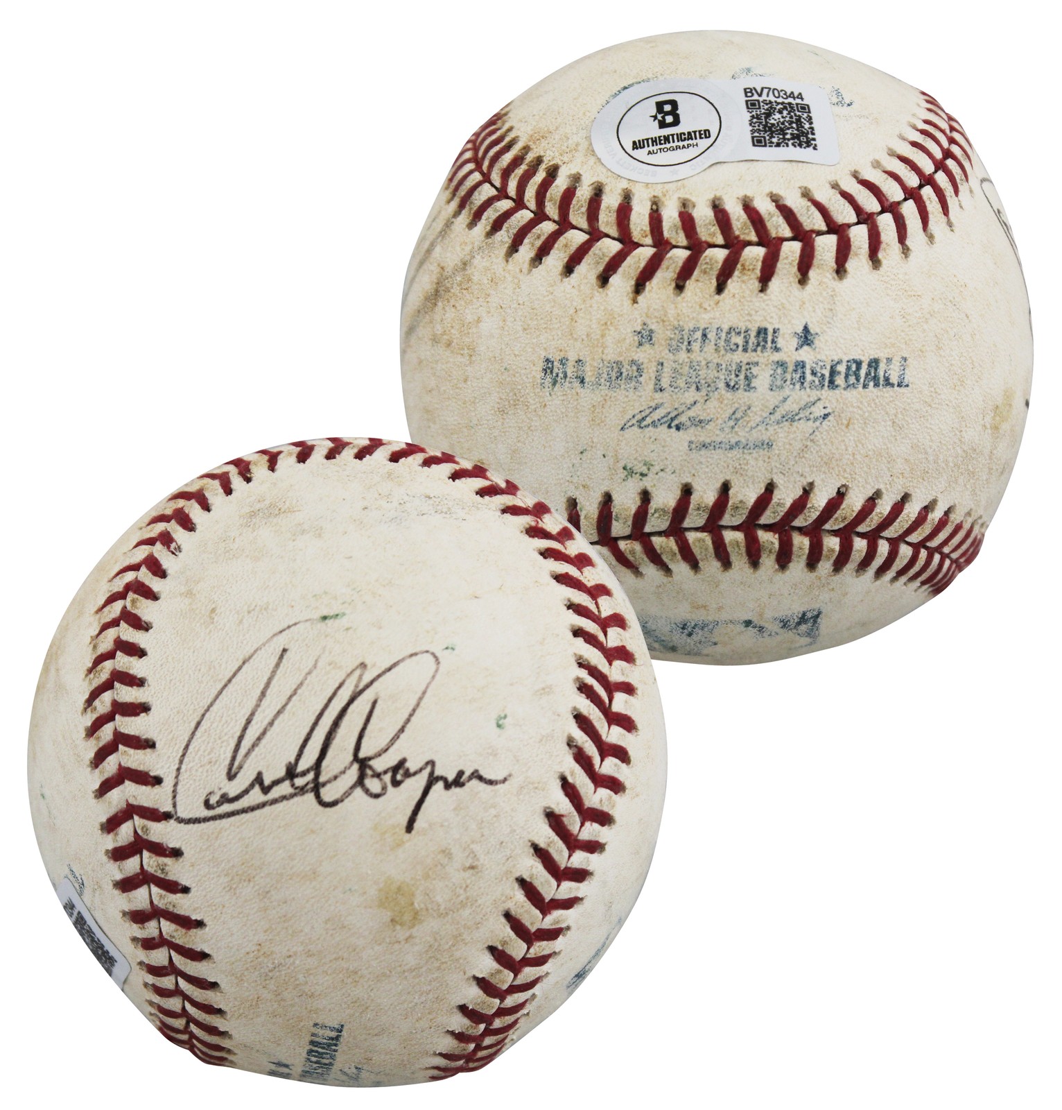Brewers Cecil Cooper Authentic Signed Game Used Selig OML Baseball BAS #BV70344