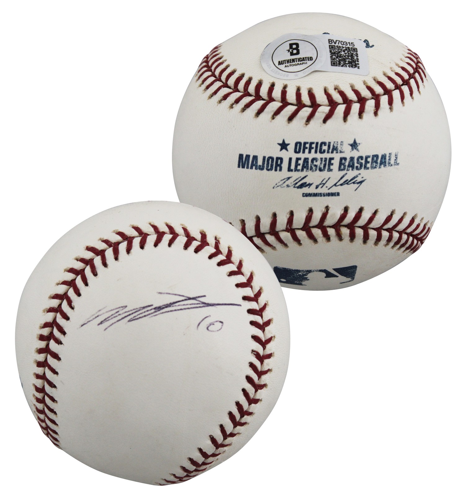 Athletics Miguel Tejada Authentic Signed Allen Selig OML Baseball BAS #BV70315