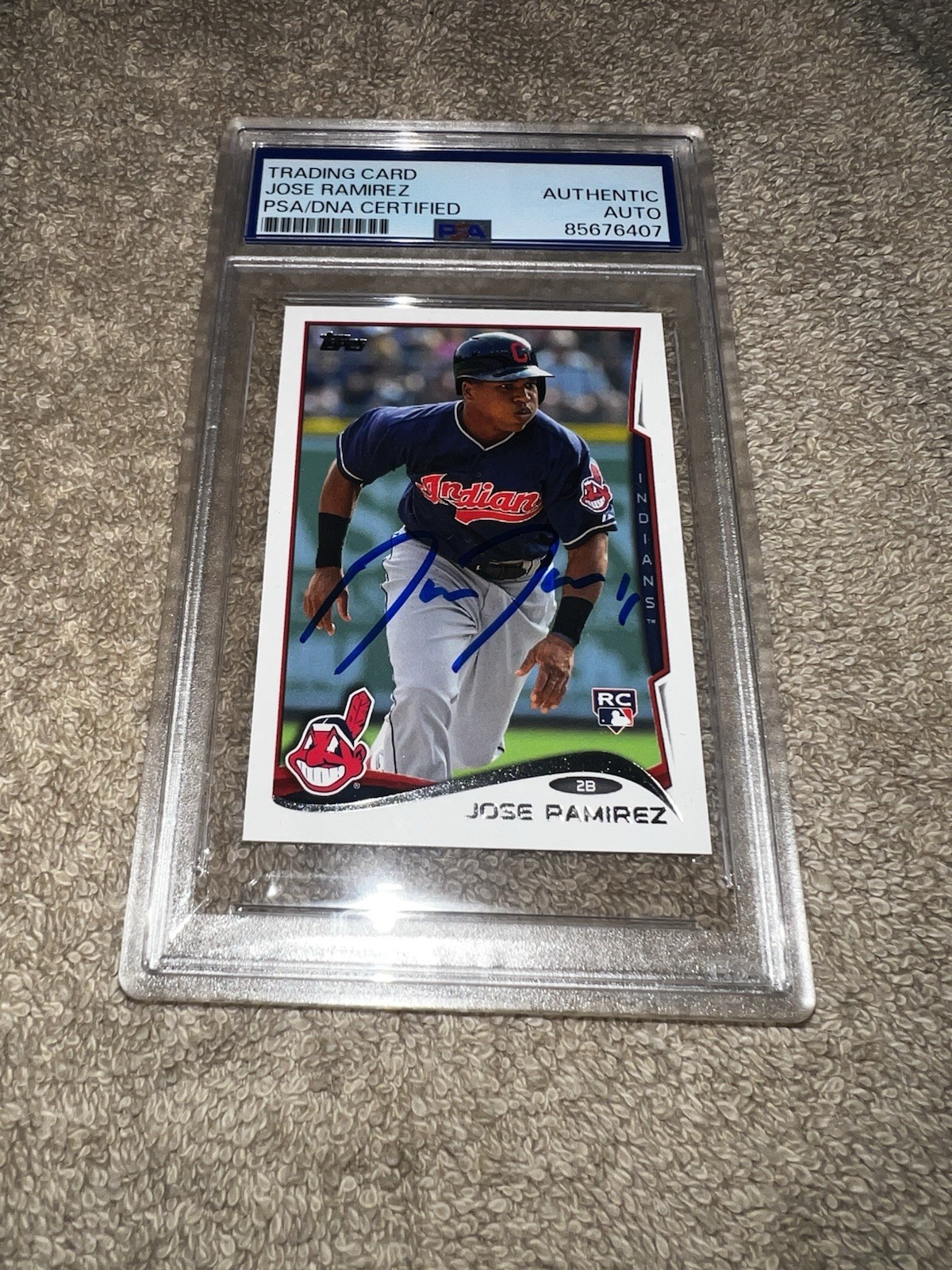 Jose Ramirez Signed 2014 Topps Trading Card Rookie Card Cleveland PSA/DNA