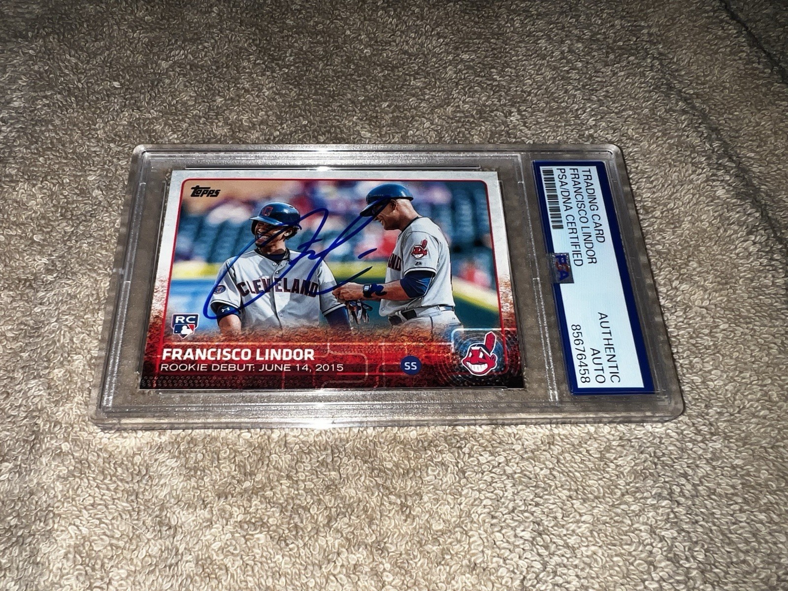 Francisco Lindor Signed 2015 Topps Trading Card Rookie Card Rookie Debut PSA/DNA