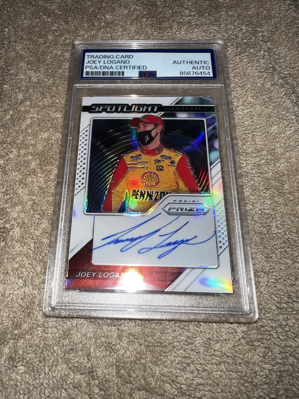 Joey Logano Signed 2021 Panini Prizm Trading Card Champ PSA/DNA