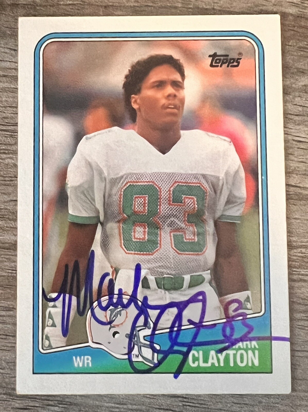 Mark Clayton SIGNED Autographed Auto Miami Dolphins Topps 1988 Card
