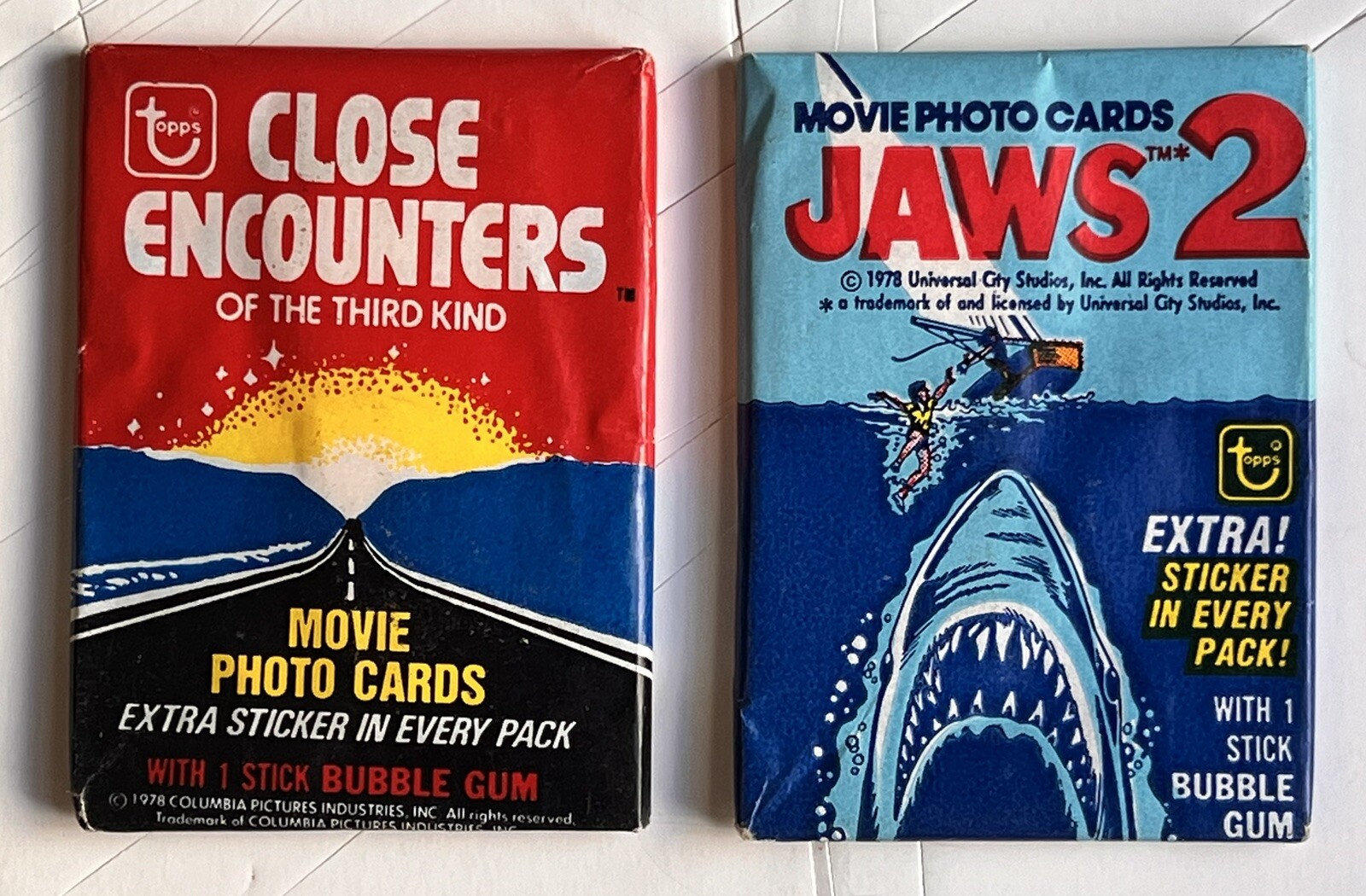 Lot Of 2 - Close Encounters Of The Third Kind & Jaws 2 UNOPENED Sealed Wax Packs
