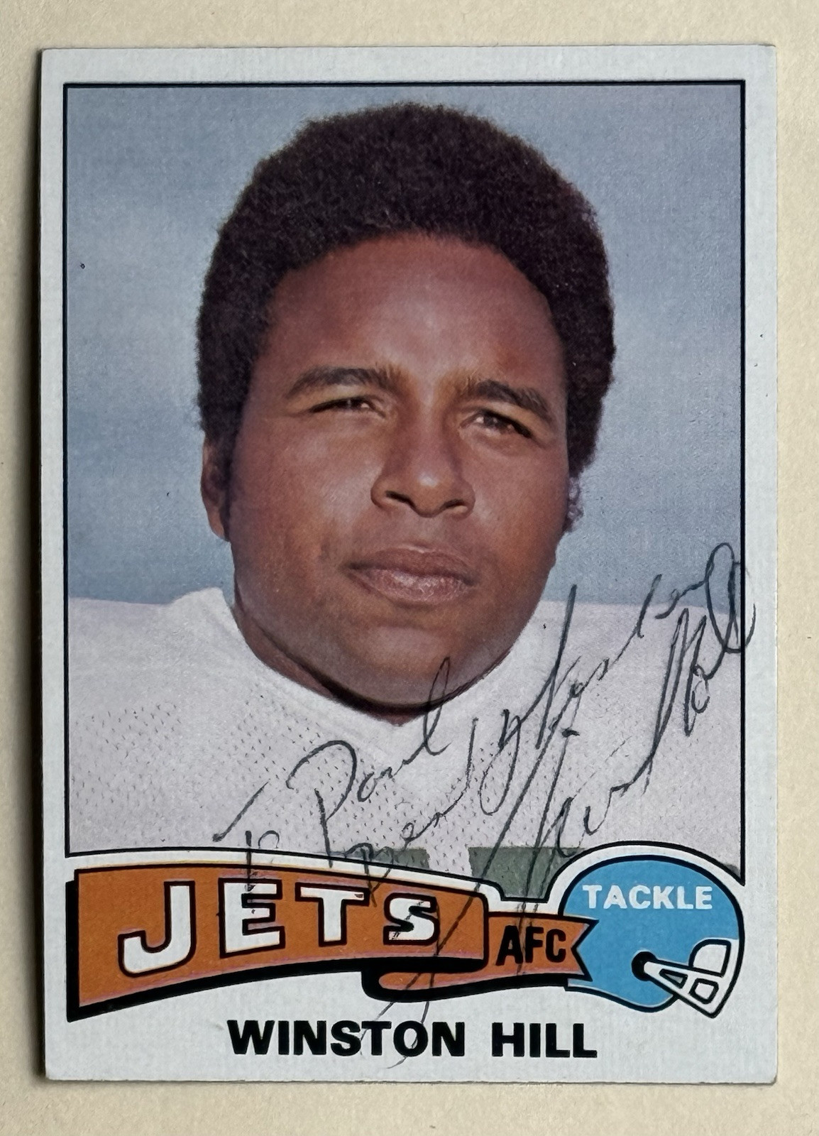 Winston Hill SIGNED Autographed Auto NY Jets 1974 Topps Card RARE Hall Of fame