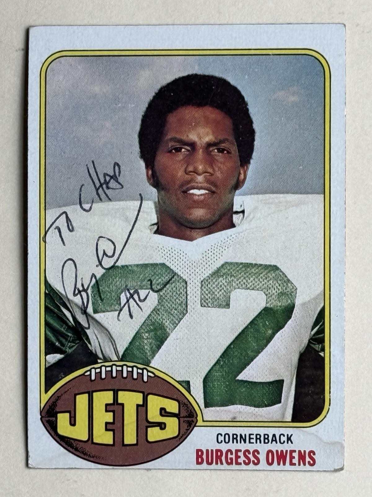 Burgess Owens SIGNED Autographed Auto NY Jets 1976 Topps Card RARE