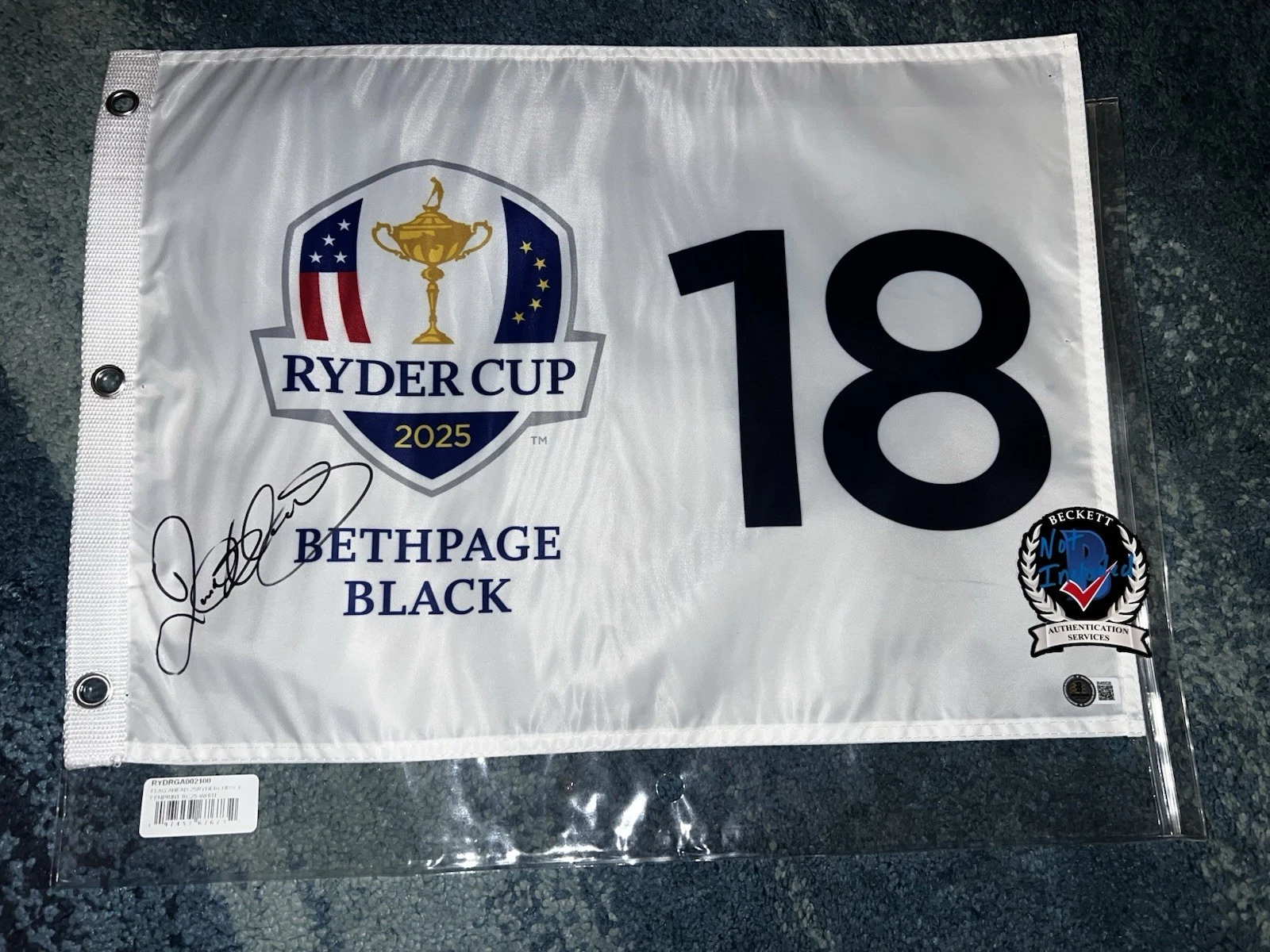 Rory McIlroy Signed Official 2025 Ryder Cup Flag Grand Slam Legend Beckett