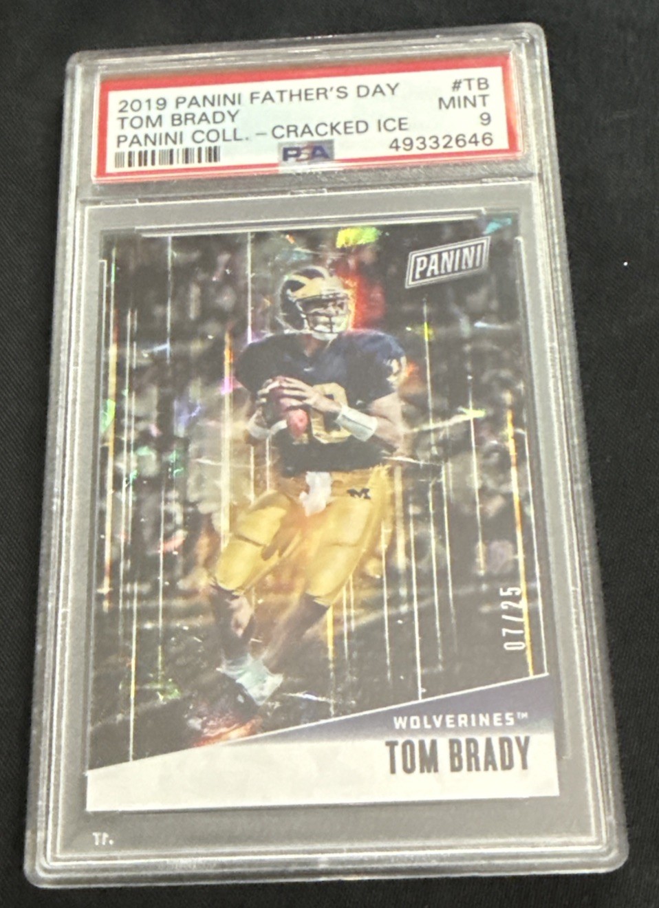 2019 Father's Day Panini Collection #TB Tom Brady CRACKED ICE 7/25 PSA 9 SSP