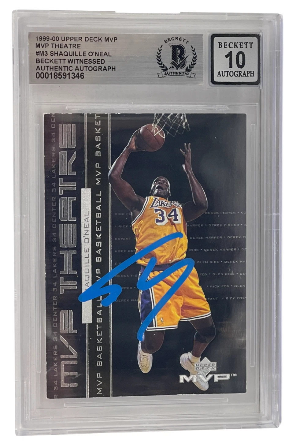Shaquille O'Neal Signed 1999-00 Upper Deck MVP #M3 BAS Slabbed Auto Grade 10