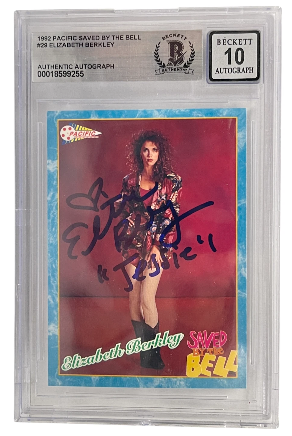 Elizabeth Berkley Signed Saved by the Bell 1992 Pacific Card #29 Beckett Auto 10