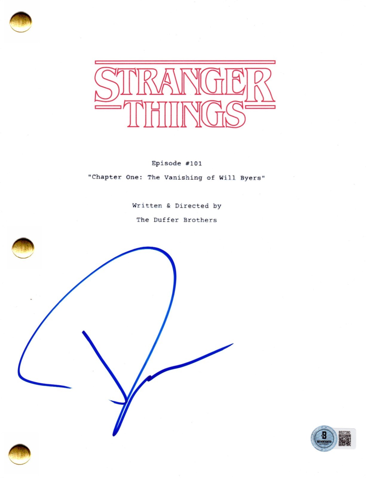 David Harbour Signed Stranger Things Pilot Script Authentic Autograph Beckett