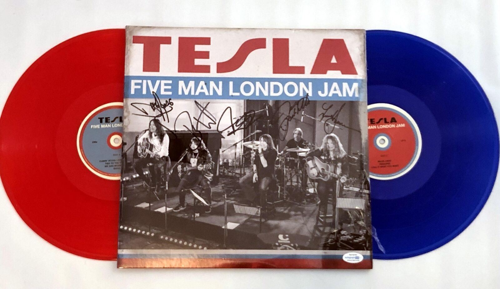 Tesla Five Man London Jam Double Colored Signed Vinyl Album Lp ACOA