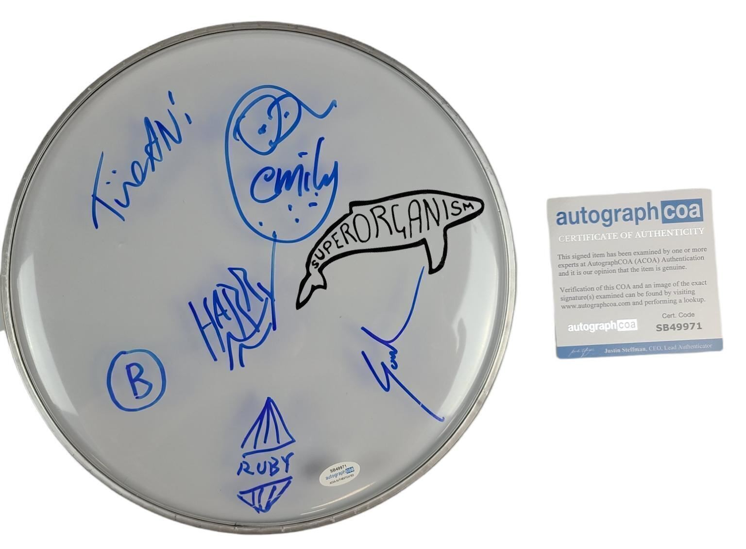 Superoganism Signed Autographed 12 Inch Clear Drumhead Drum Head