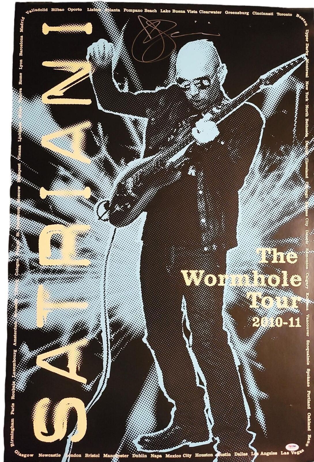 Joe Satriani Signed The Wormhole Tour 2010-2011 Poster PSA