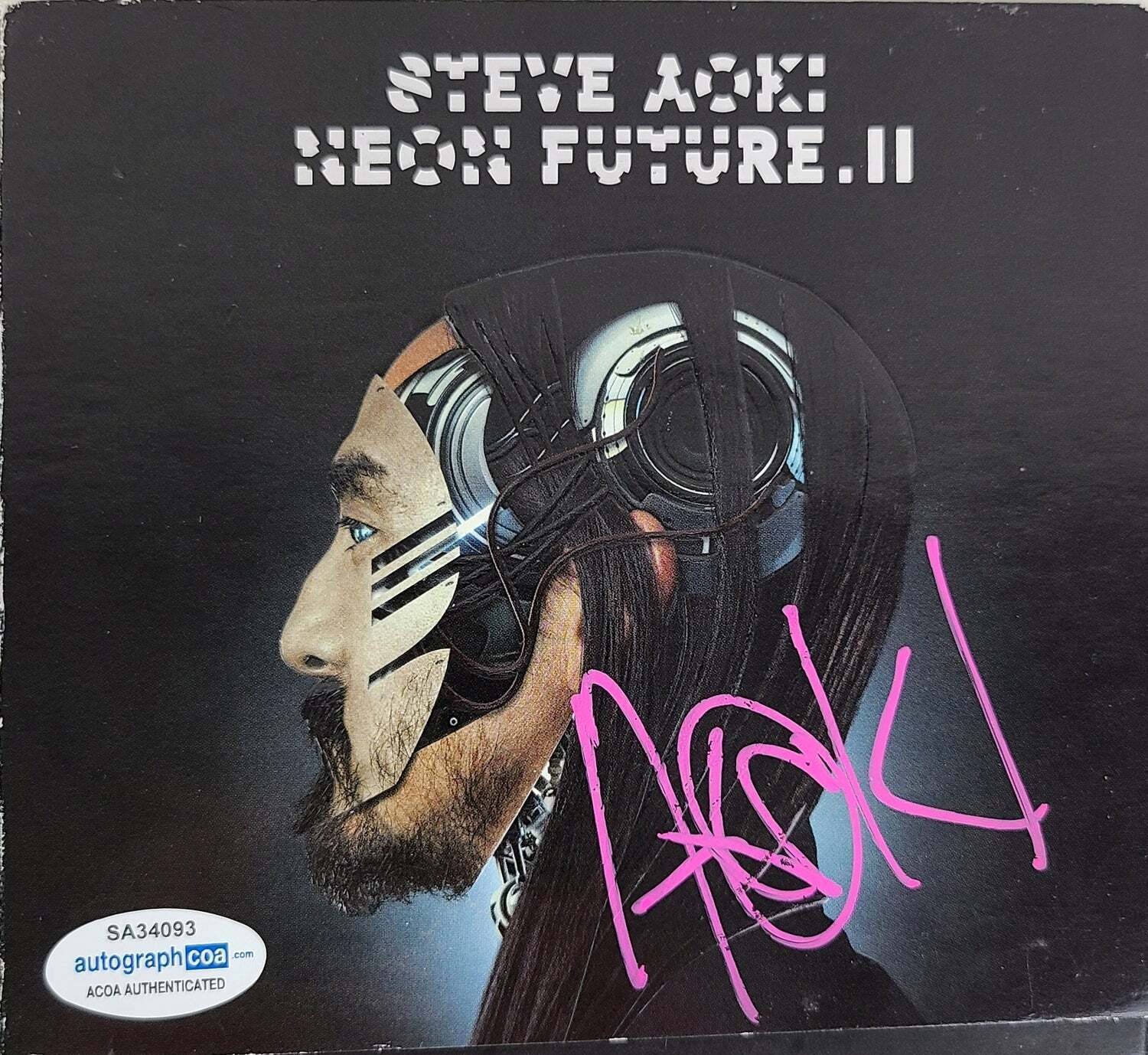 Steve Aoki Signed Neon Future II CD Cvr Lp Album ACOA
