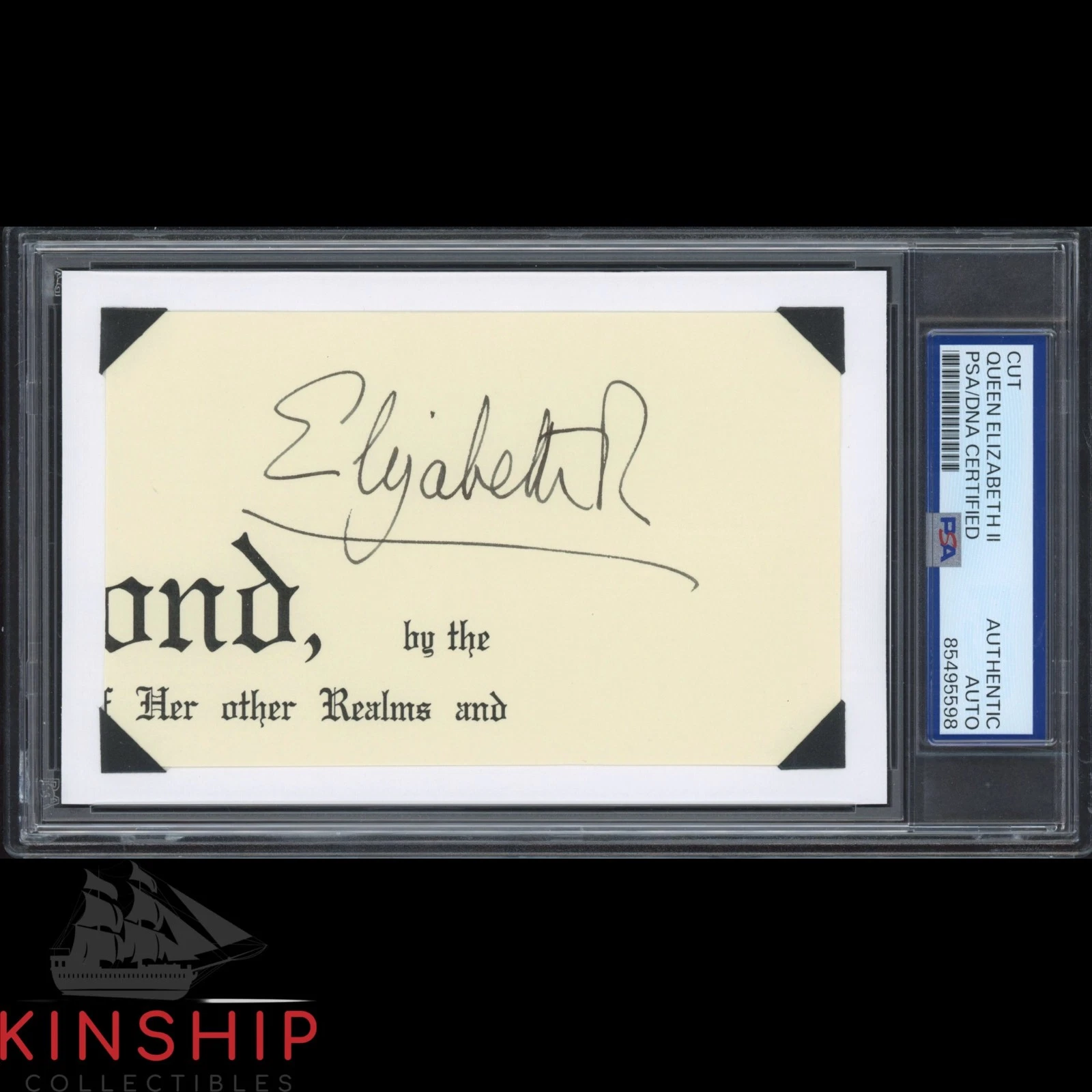 Queen Elizabeth II signed Cut PSA DNA Slab Bold Royalty Auto England C5577