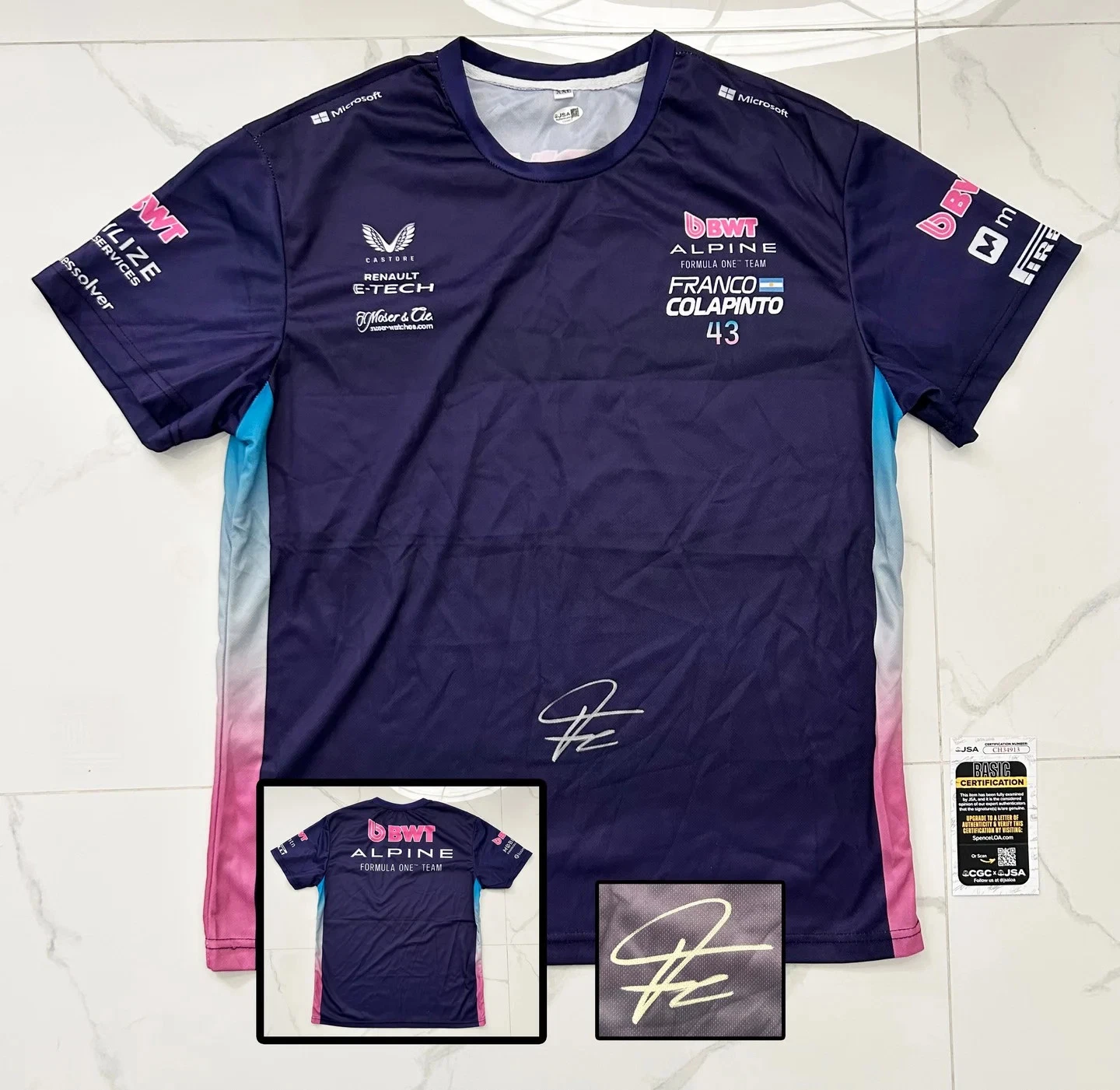 Franco Colapinto Signed Shirt Alpine Formula 1 F1 JSA 1 COA