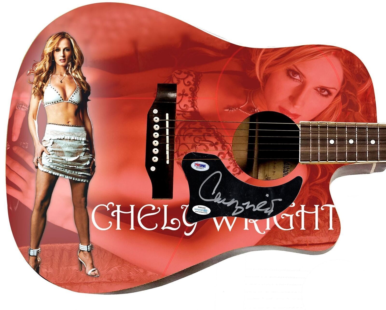 Chely Wright Signed 1/1 Custom Graphics Photo Guitar ACOA PSA
