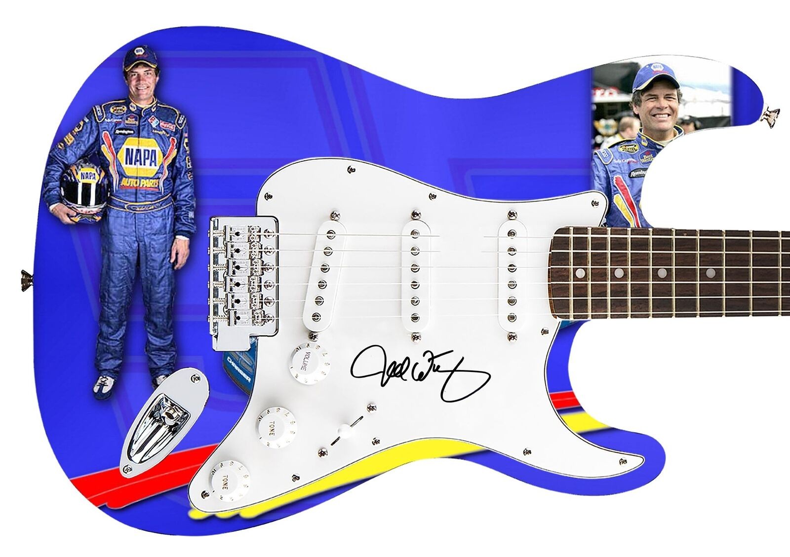 Michael Waltrip Signed Fender Custom 1/1 Graphics Photo Guitar
