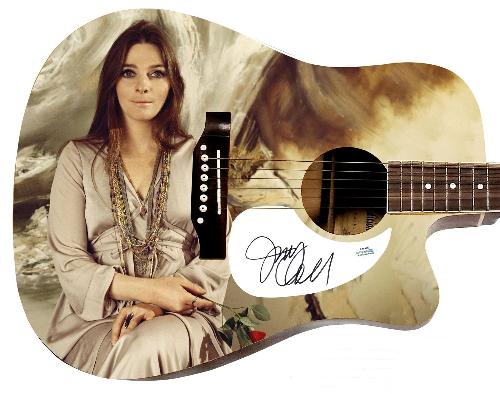Judy Collins Signed 1:1 Signature Edition Graphics Photo Guitar ACOA