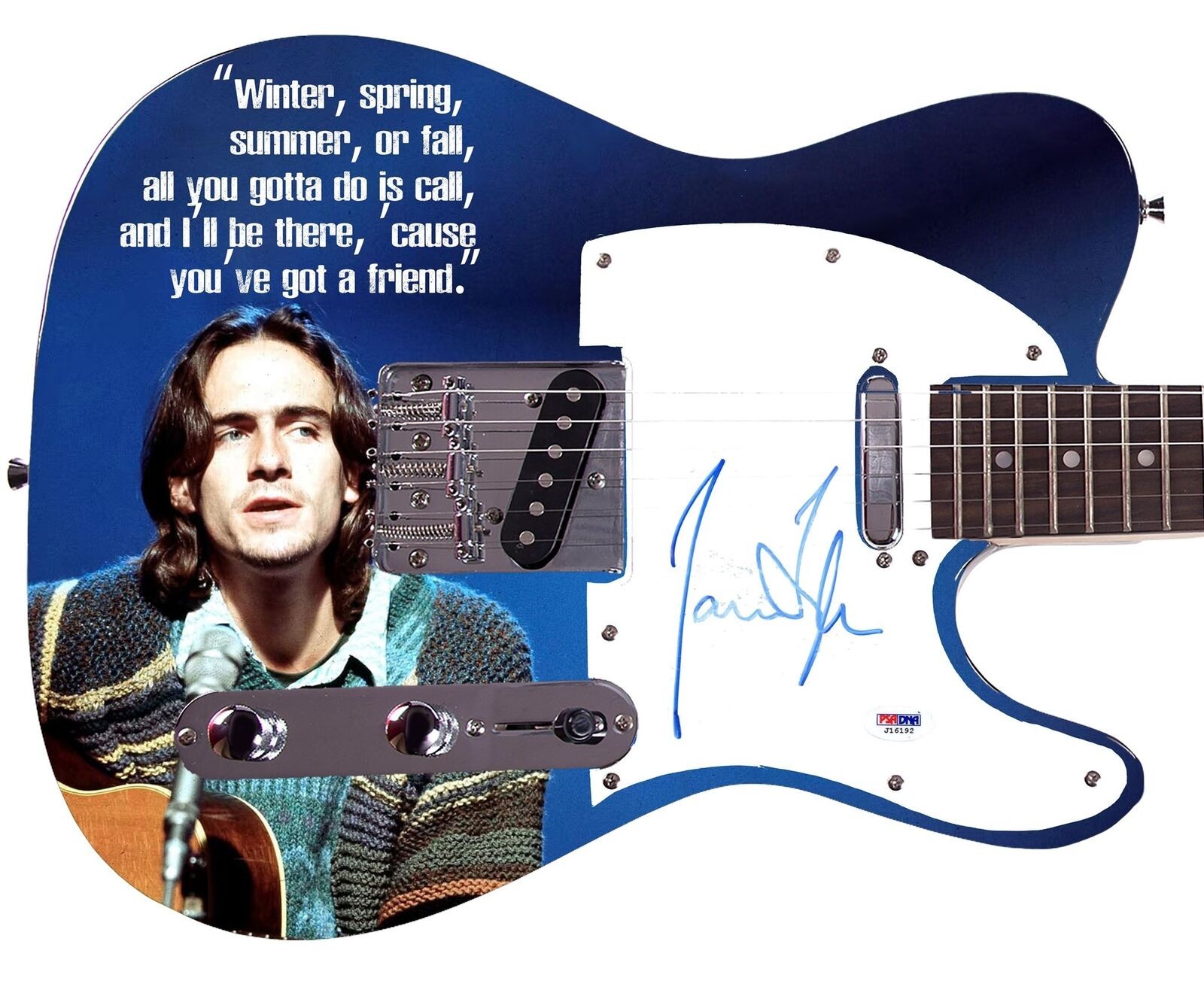 James Taylor Autographed You've Got A Friend Graphics Photo Guitar PSA