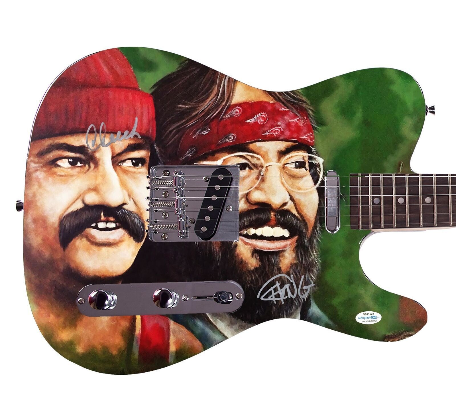 Cheech And Chong Signed Graphics Photo Autographed Guitar ACOA
