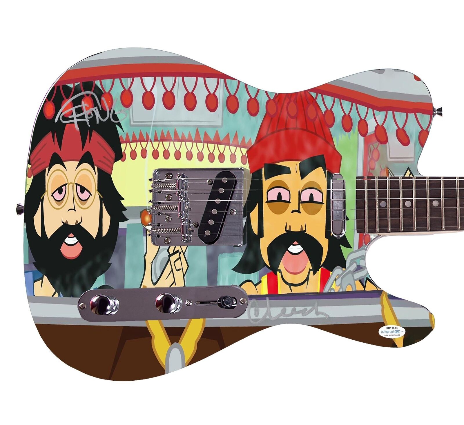 Cheech And Chong Signed Weed 420 Pot Graphics Photo Poster Autographed Guitar