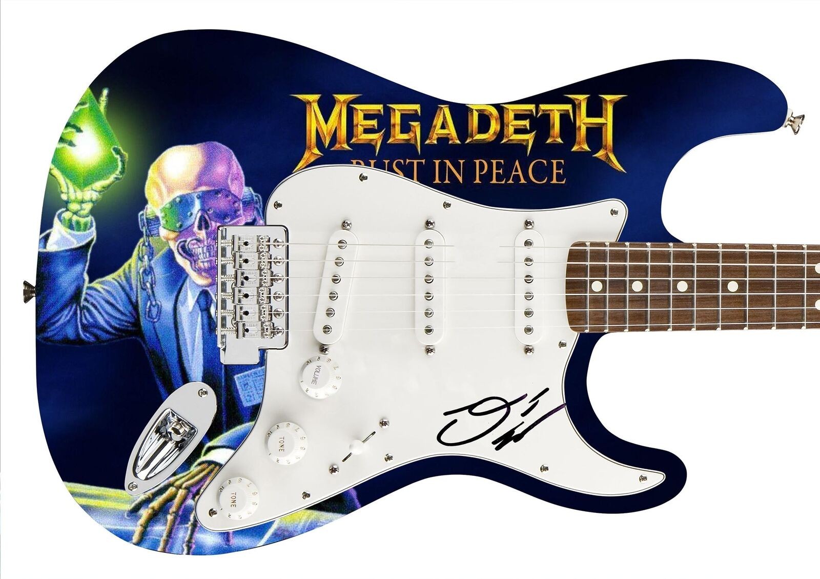 Megadeth Dave Ellefson Signed Rust In Piece 1/1 Album Graphics Guitar