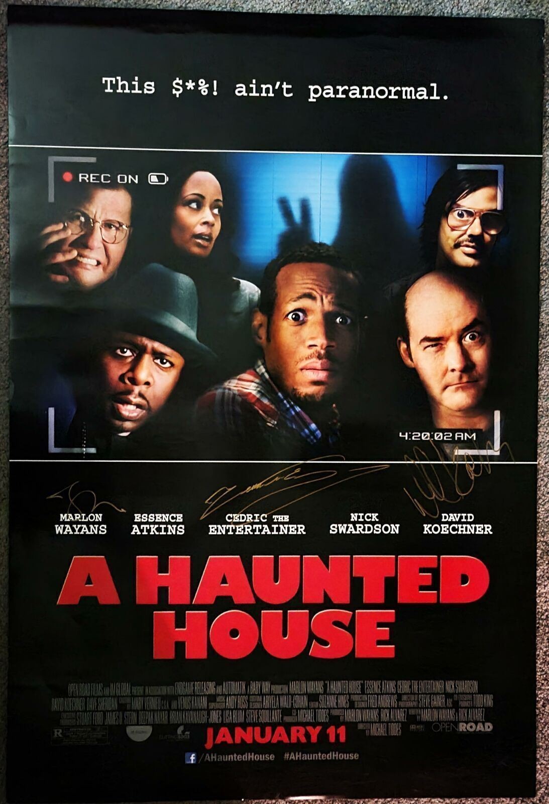A HAUNTED HOUSE CAST AUTOGRAPHED POSTER CEDRIC THE ENTERTAINER MARLON WAYANS + COLLECTIBLE MEMORABILIA