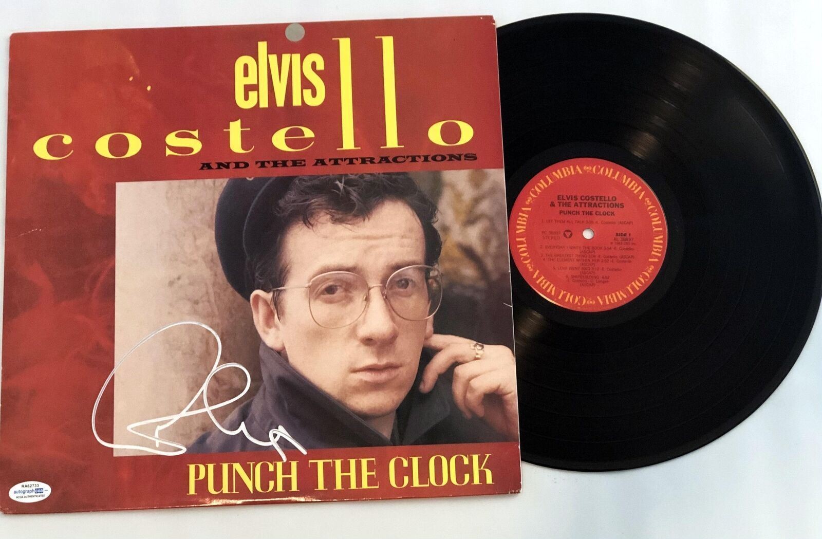 Elvis Costello Punch The Clock Signed Vinyl Album Lp ACOA