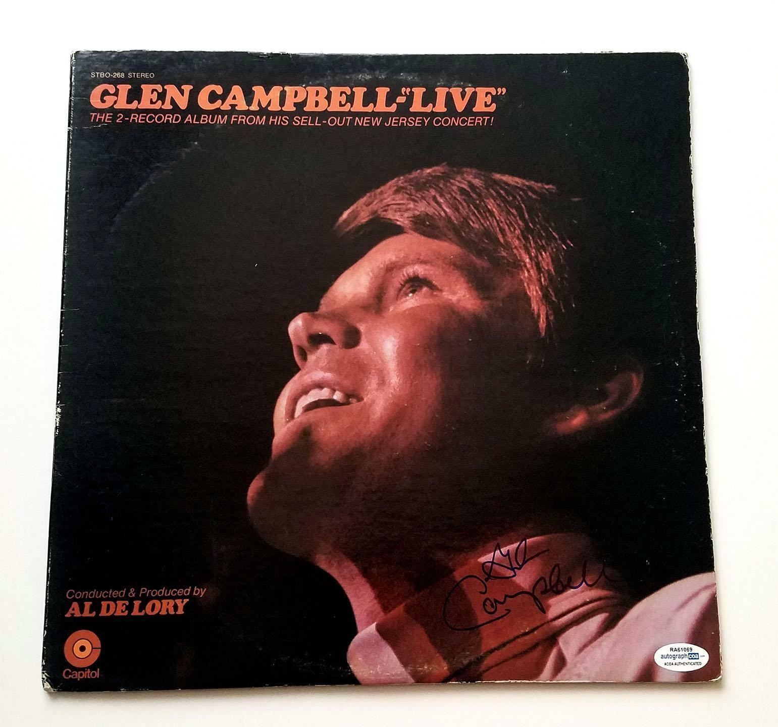 Glen Campbell Signed Live Autographed Album Cover LP ACOA
