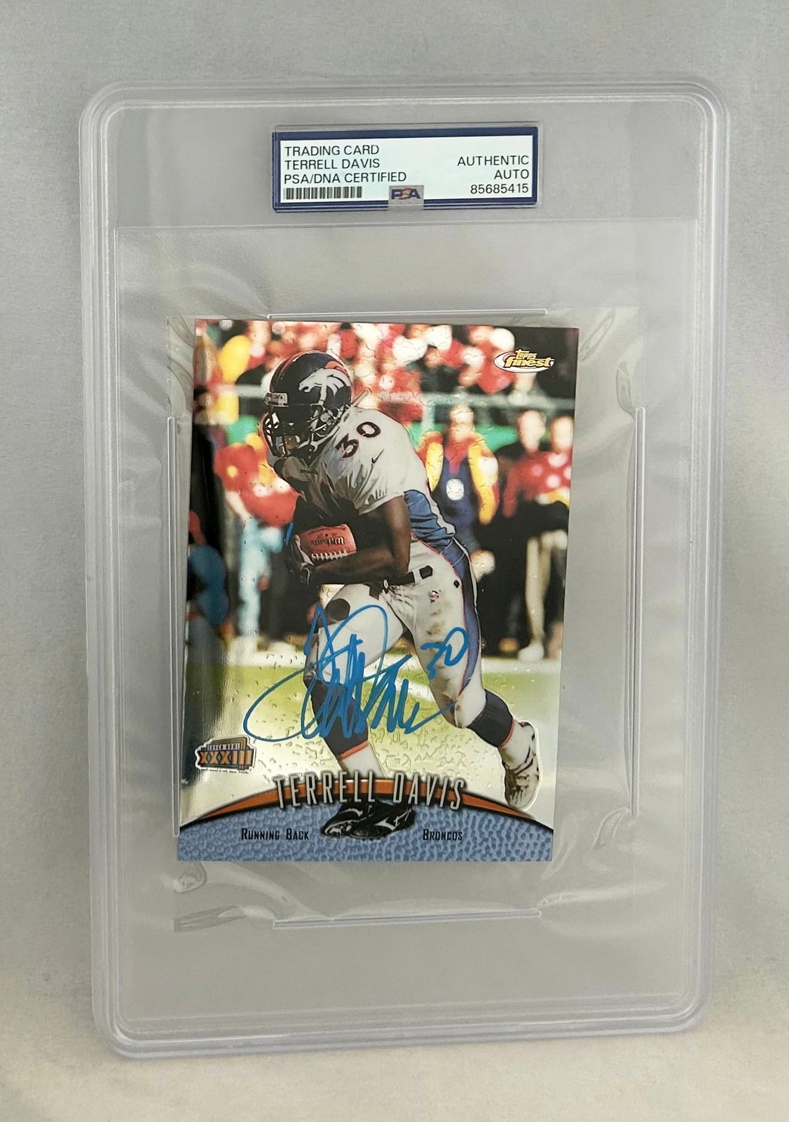 Terrell Davis Signed Card 1998 Topps Finest Jumbo Super Bowl XXXIII #10/12 PS...