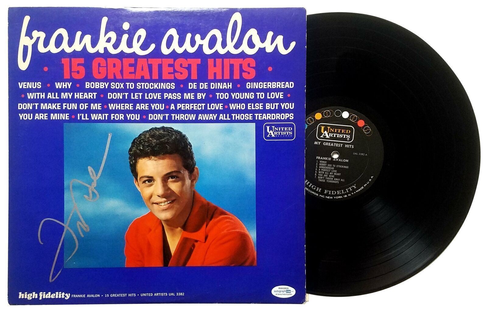 Frankie Avalon Signed 15 Greatest Hits Album LP ACOA