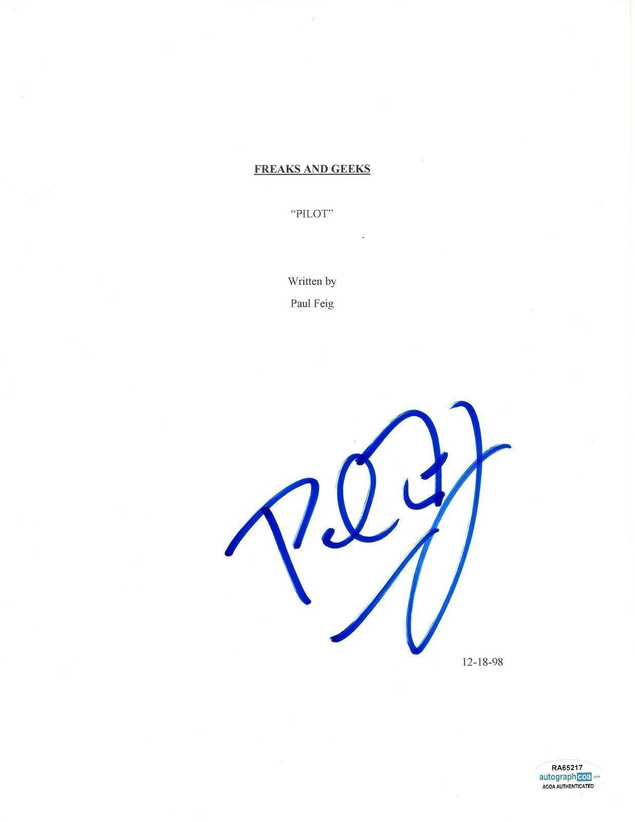 Paul Feig Signed Autographed Freaks and Geeks Pilot Episode 59 pg Script ACOA