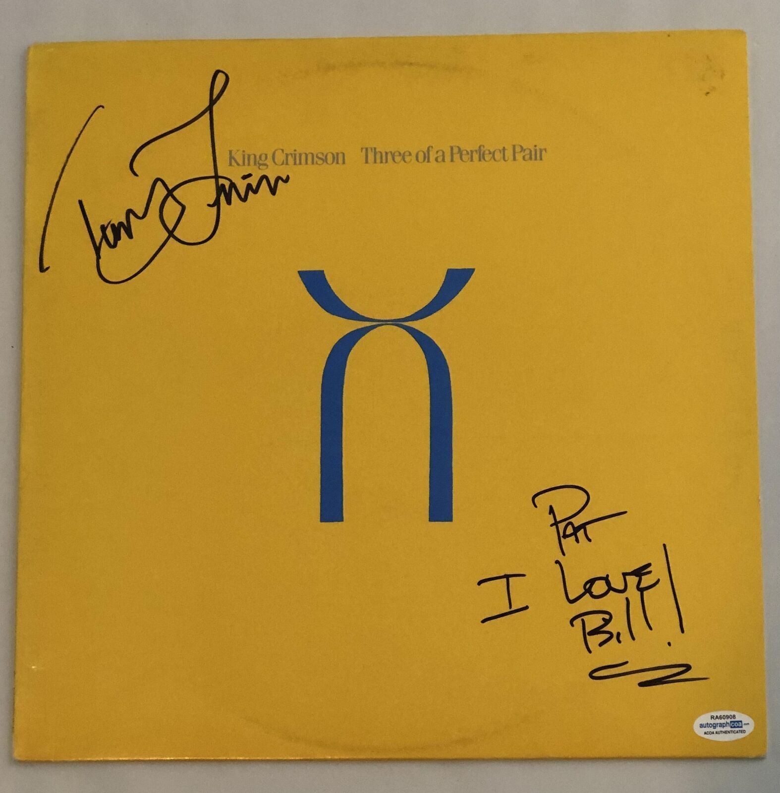 King Crimson Three of a Perfect Pair Signed Vinyl Album Lp ACOA