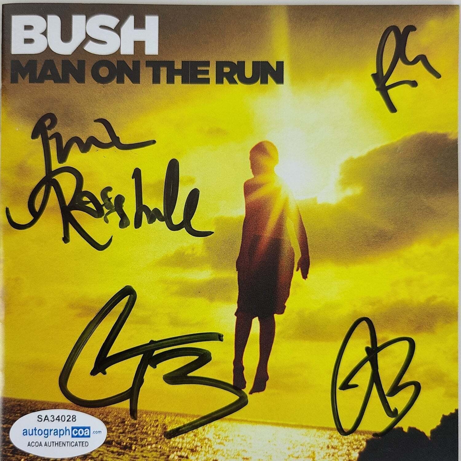 Bush Signed Man On The Run Autographed CD Cvr LP Album ACOA