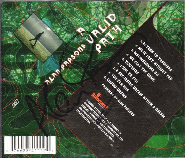 Alan Parsons Signed Autographed Valid Path CD