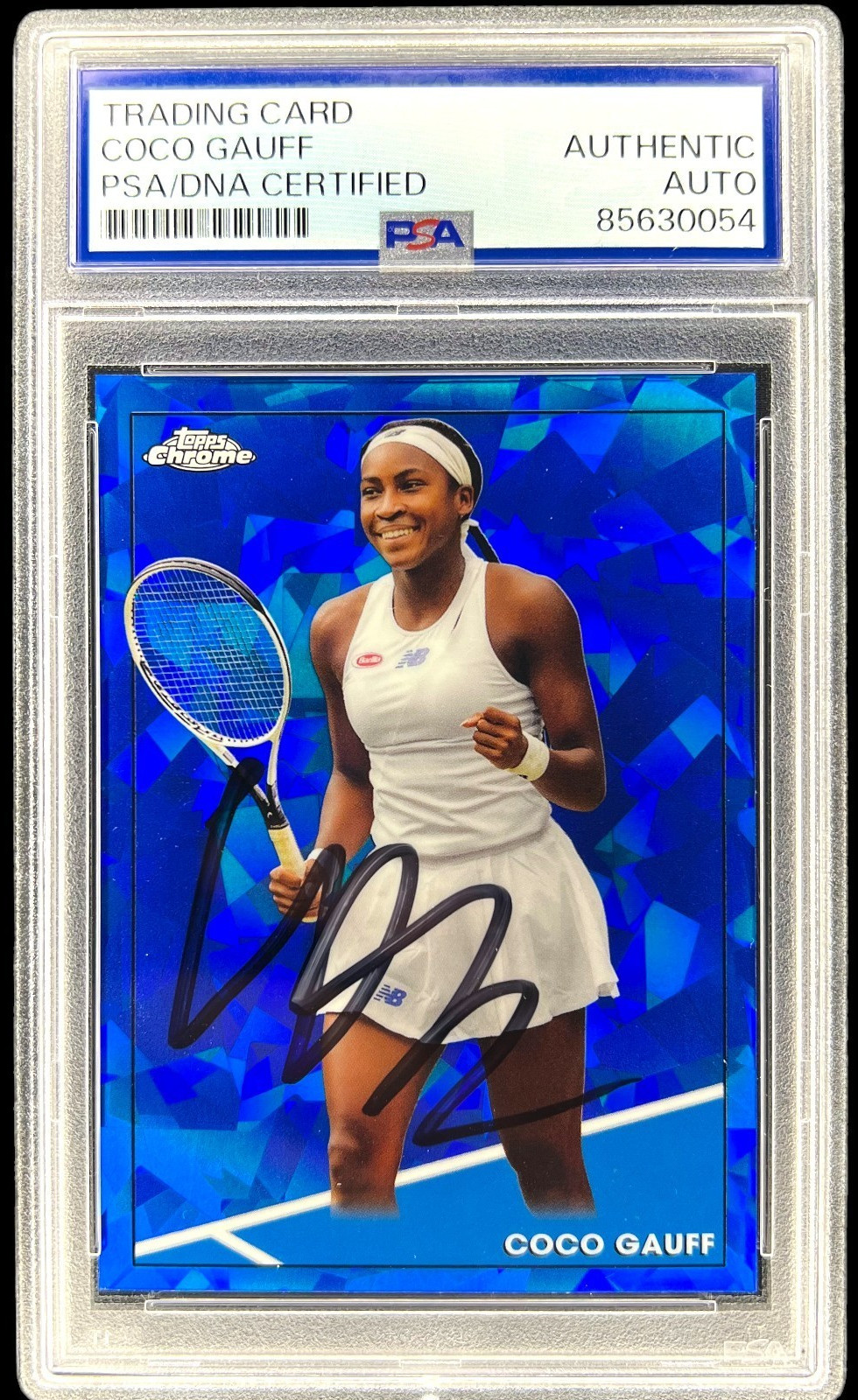 Coco Gauff Signed 2021 Topps Chrome Sapphire Rookie Card #100 Auto RC Psa Dna