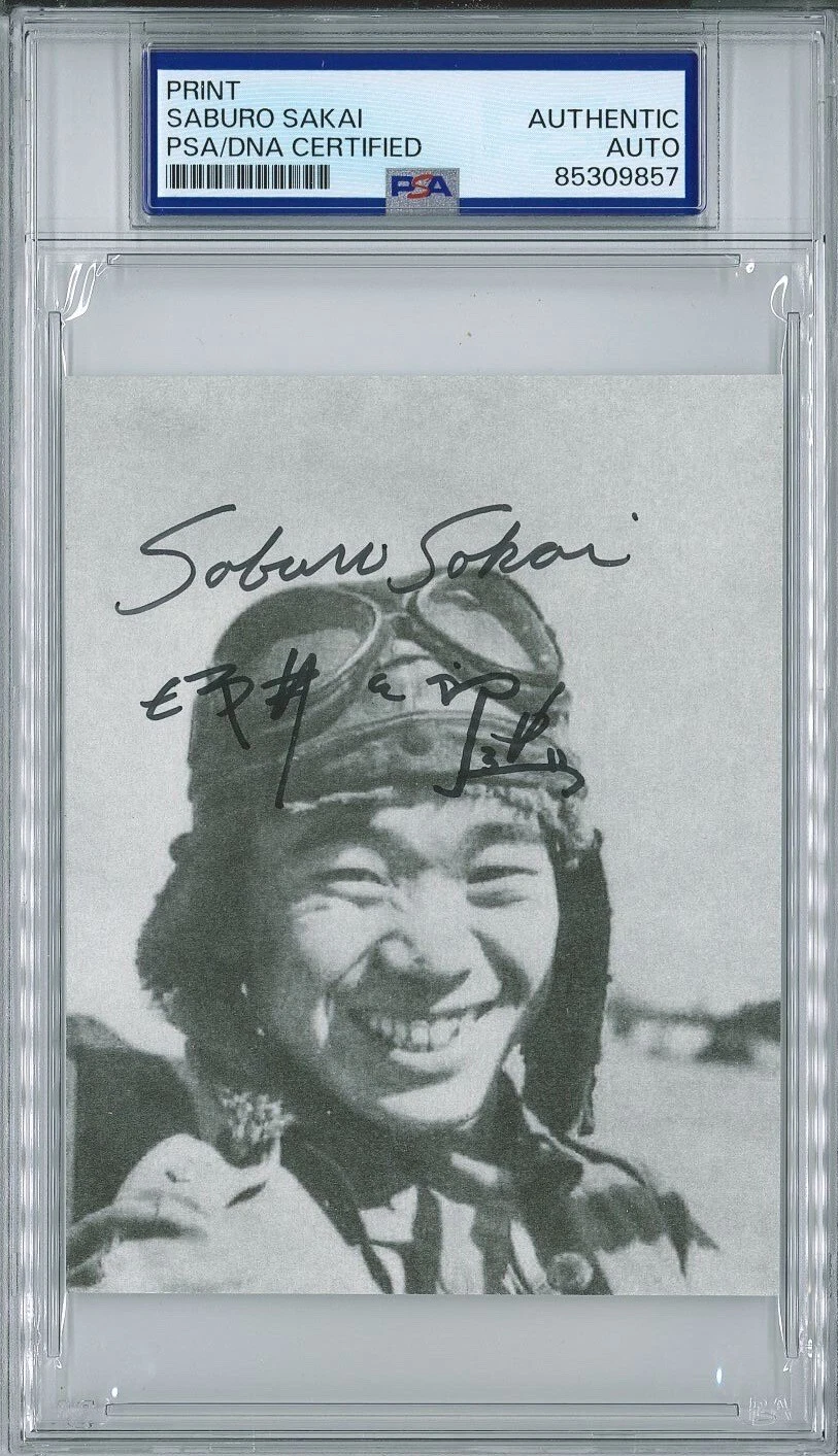 SABURO SAKAI SIGNED PHOTOGRAPH PSA DNA (D) WWII JAPANESE ACE