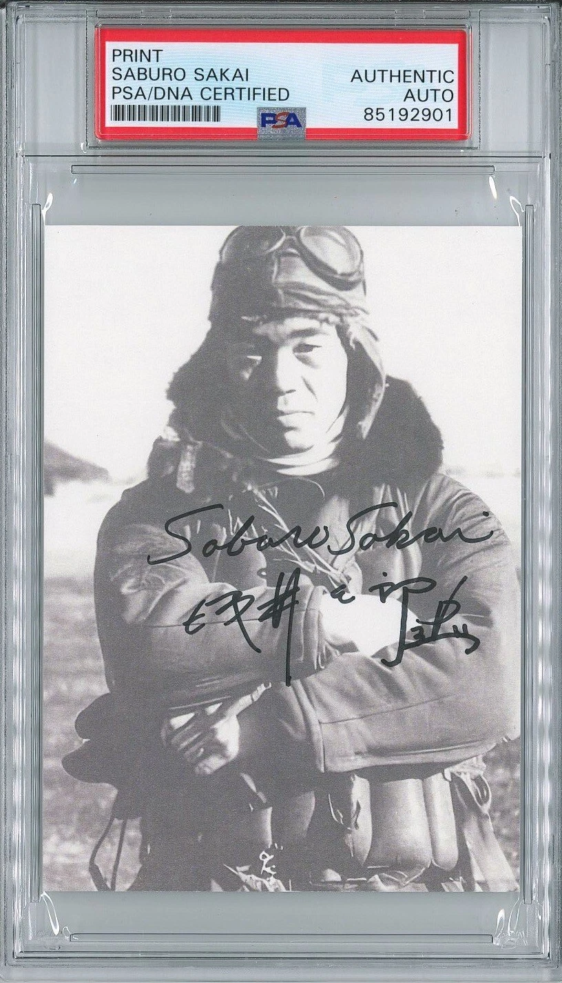 SABURO SAKAI SIGNED PHOTOGRAPH PSA DNA (D) WWII JAPANESE ACE