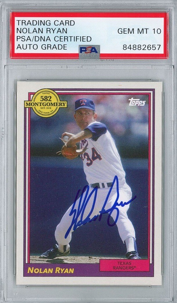 Nolan Ryan Signed 2022 Topps 582 Montgomery #20 Card PSA 84882657 GM MT 10 AUTO