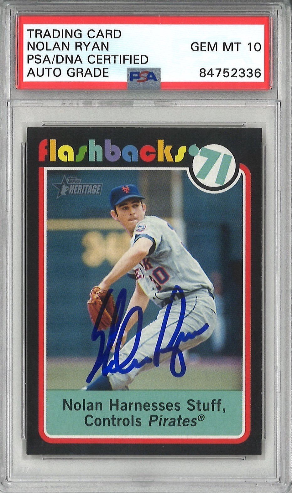 Nolan Ryan Signed 2020 Topps Flashbacks '91 BF7 Card PSA 84742336 GEM MINT 10