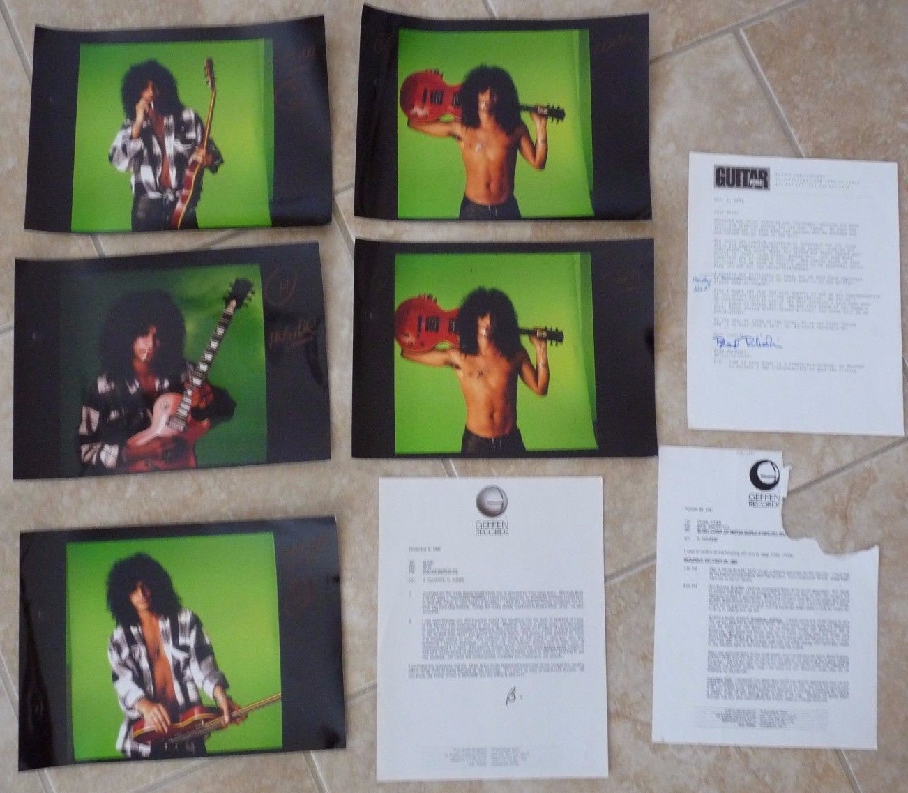 Slash Guns & Roses RARE Original Guitar World Test Photos & Approval Letters