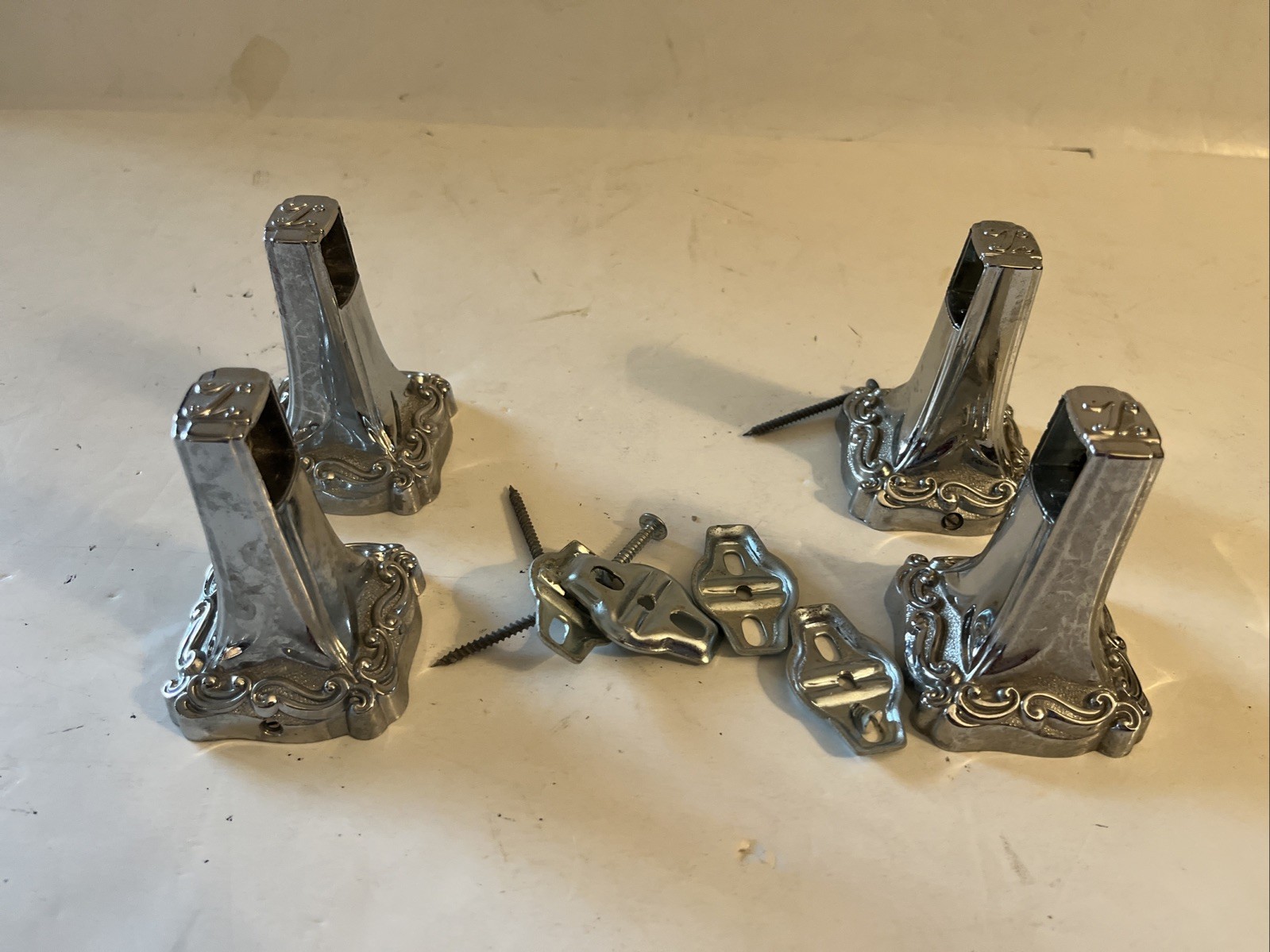 4 Vintage Ekco Towel Bar Rod MCM Retro Art Deco Chrome Original B2