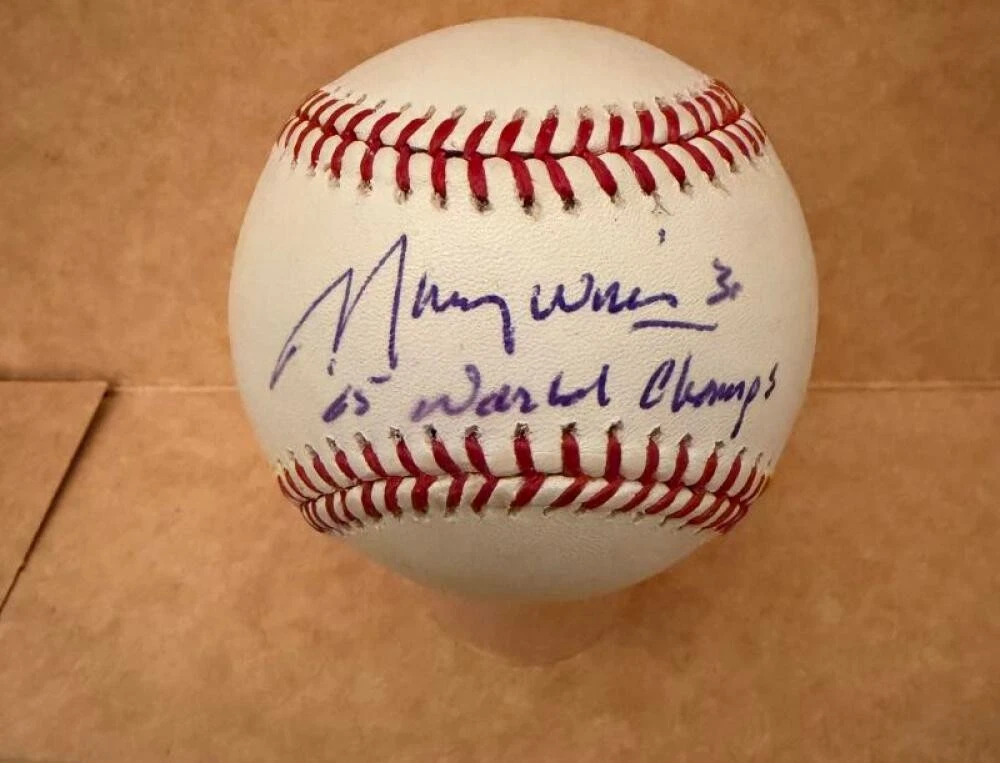 MAURY WILLS 65 WORLD CHAMPS DODGERS SIGNED AUTO M.L. BASEBALL BECKETT AUTH