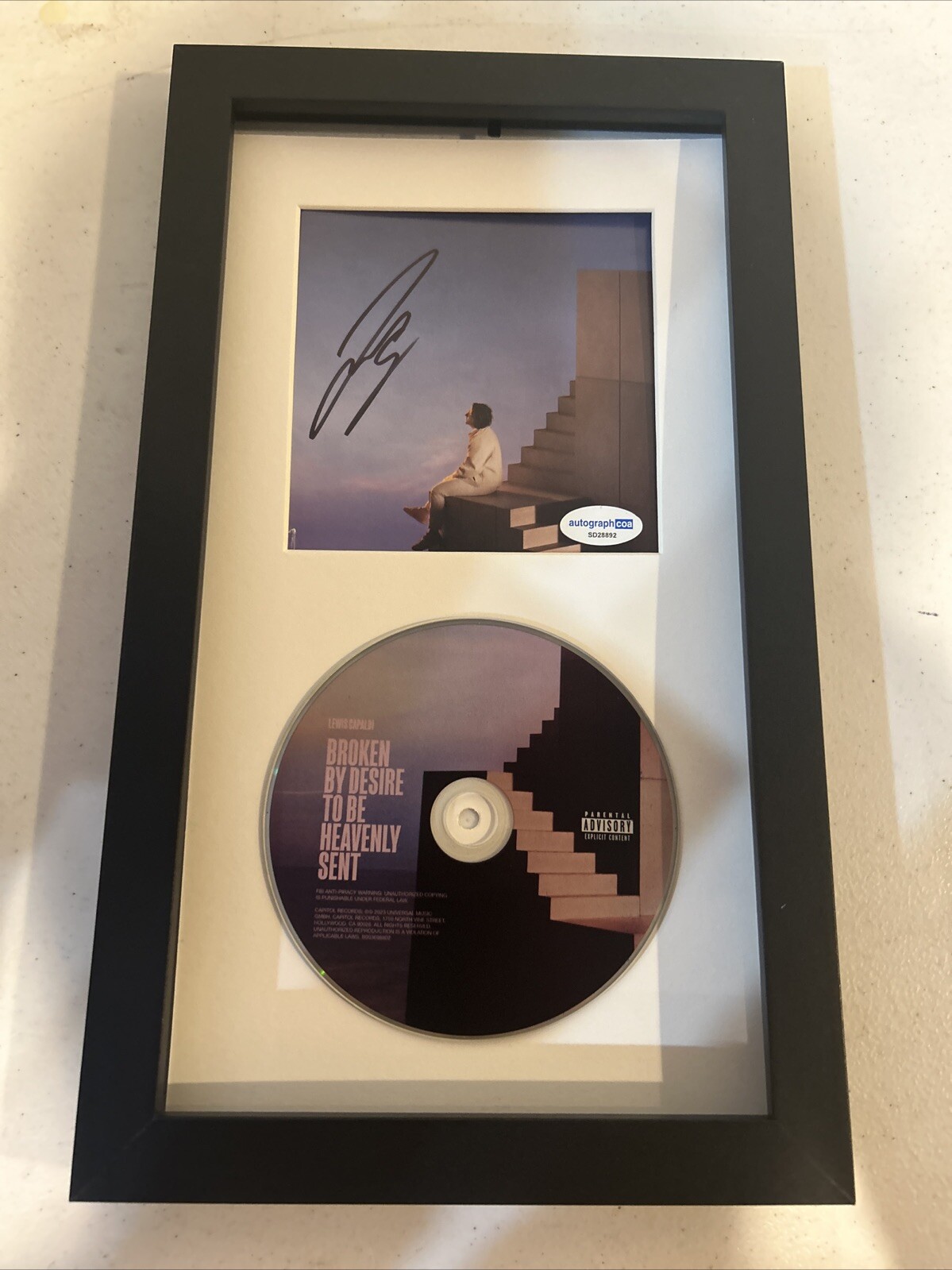 LEWIS CAPALDI SIGNED AUTOGRAPH FRAMED CD DISPLAY ACOA BROKEN DESIRE HEAVENLY