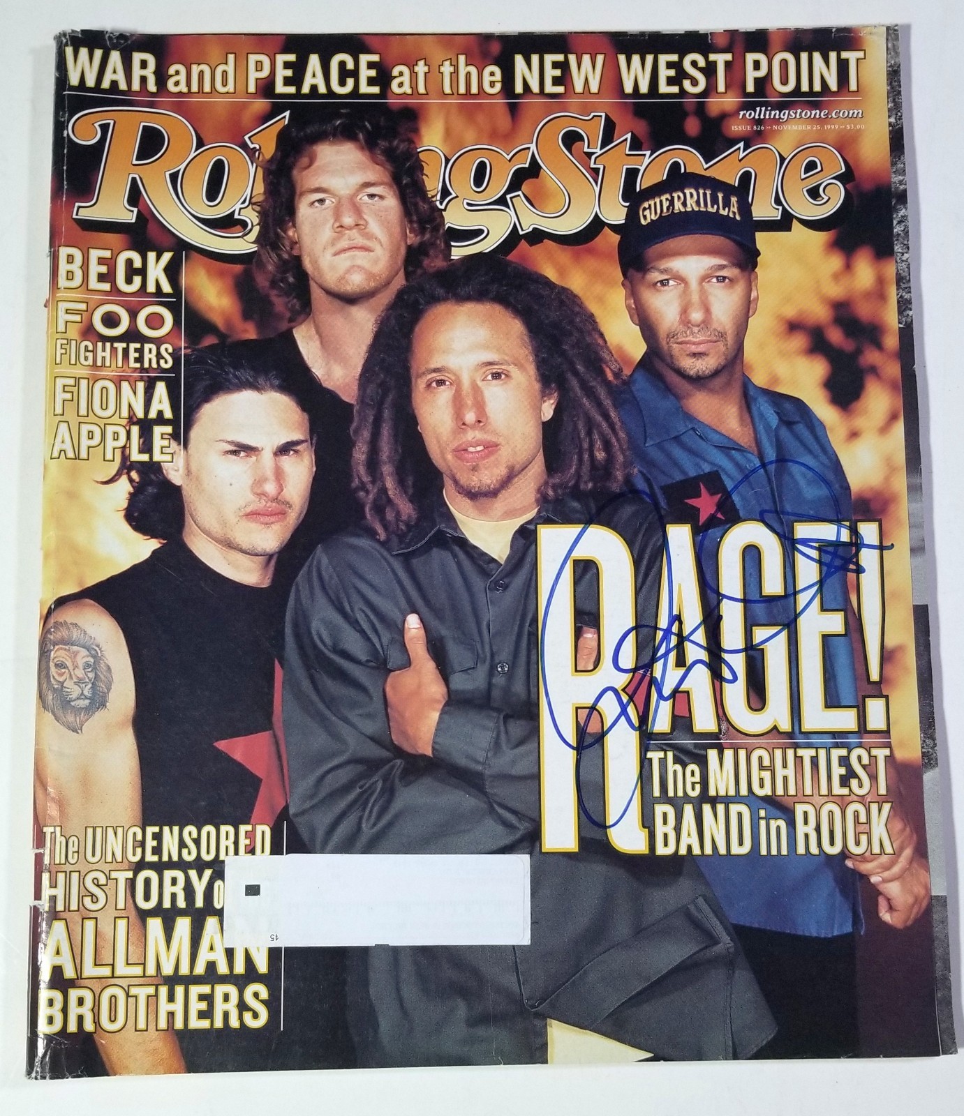 Tim Commerford of Rage Against The Machine SIGNED Rolling Stone Magazine COA