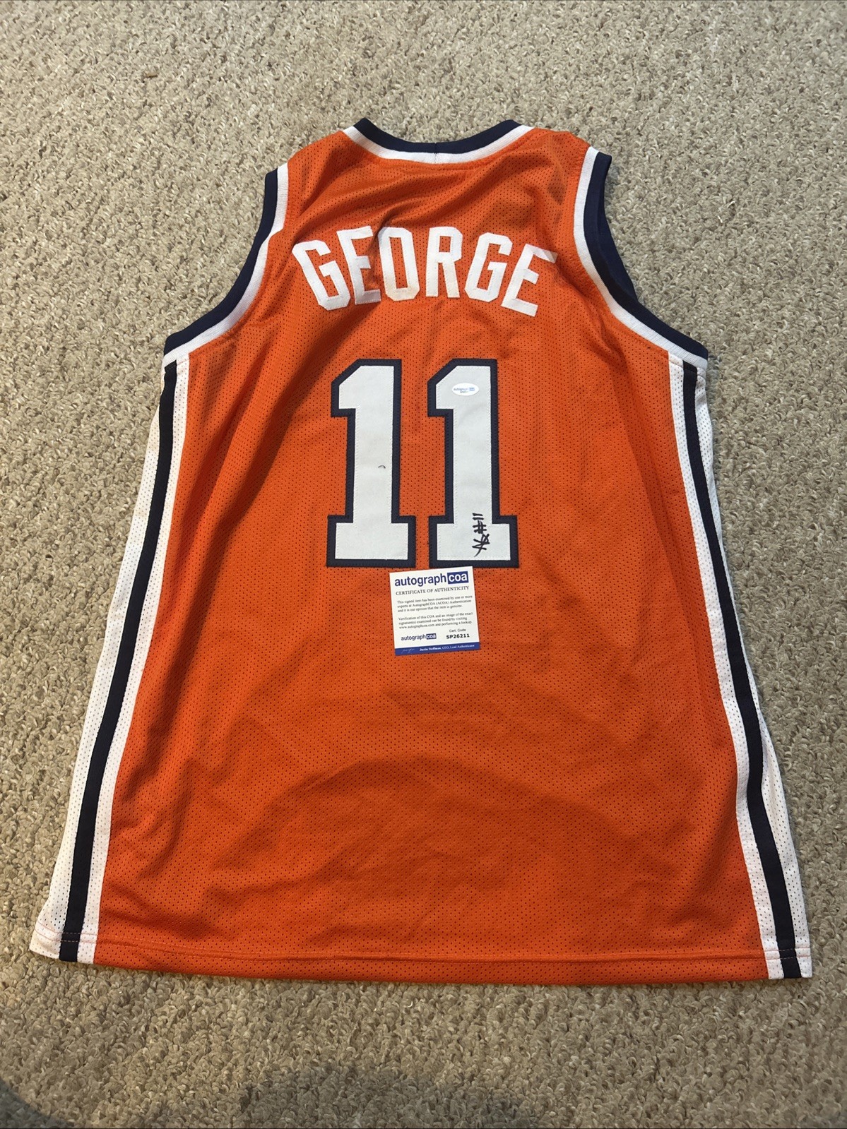 SYRACUSE ORANGE- NAITHAN GEORGE SIGNED AUTOGRAPH JERSEY ACOA BASKETBALL CUSE